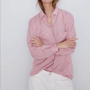 Zara | Tops | Zara Chain Print Shirt 